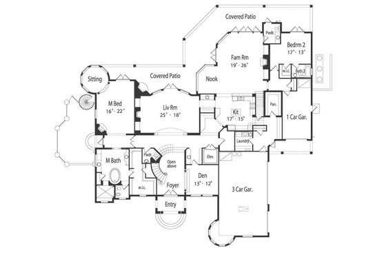 Floor Plan - Main Floor for European House Plan #417-449 - 5 bed, 6.5 bath