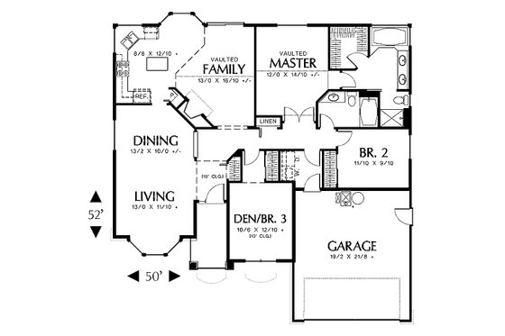 Floor Plan - Main Floor for Traditional House Plan #48-406 - 3 bed, 2 bath
