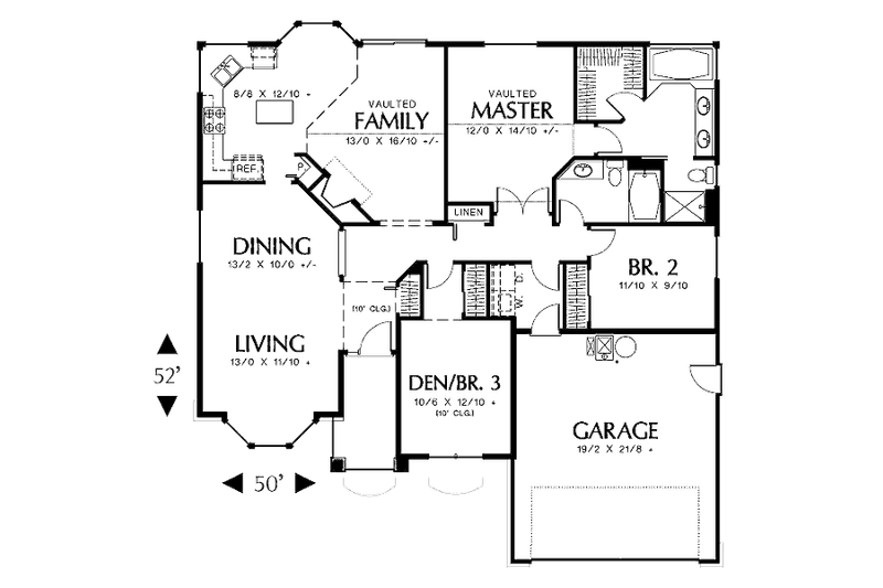 Home Plan - Floor Plan - Main Floor for Traditional House Plan #48-406 - 3 bed, 2 bath