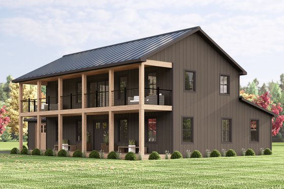 Exterior - Front Elevation 5 for Barndominium House Plan #1064-338 - 4 bed, 2.5 bath