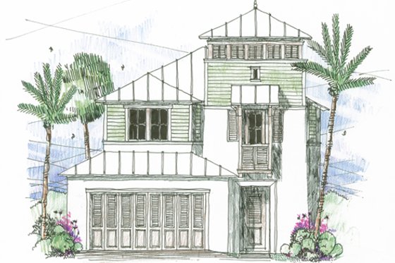 Exterior - Front Elevation for Beach House Plan #426-12 - 3 bed, 2.5 bath