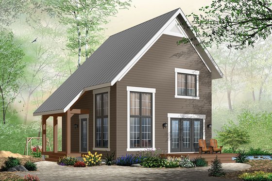 Exterior - Front Elevation 3 for Cabin House Plan #23-2267 - 2 bed, 1.5 bath