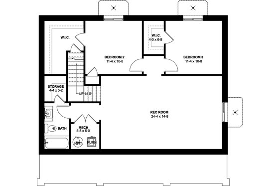 Floor Plan - Lower Floor for Ranch House Plan #126-246 - 2 bed, 2 bath