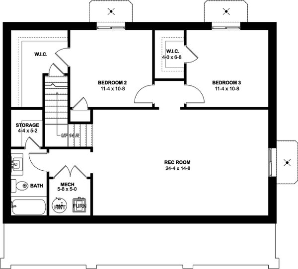 Ranch Floor Plan - Lower Floor Plan #126-246