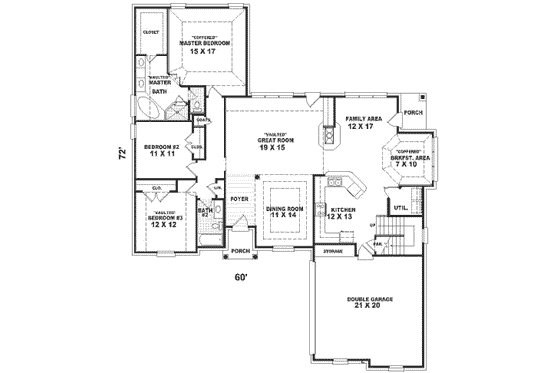 Floor Plan - Main Floor for Traditional House Plan #81-328 - 3 bed, 3 bath