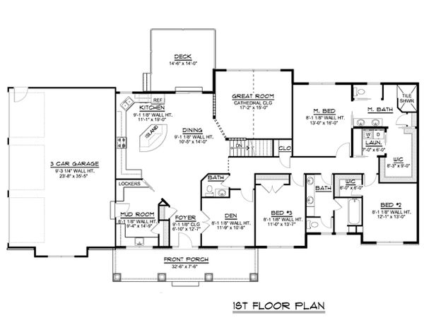 Craftsman Floor Plan - Main Floor Plan #1064-72