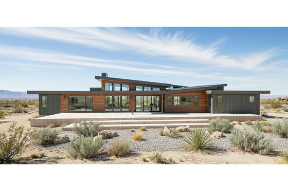 Exterior - Rear Elevation for Contemporary House Plan #892-9 - 3 bed, 2.5 bath