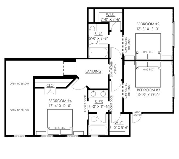 House Blueprint - Craftsman Floor Plan - Upper Floor Plan #1094-3