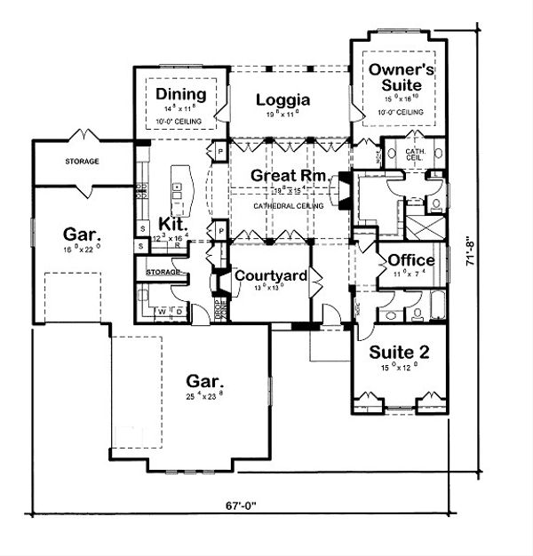 Architectural House Design - European Floor Plan - Main Floor Plan #20-2071