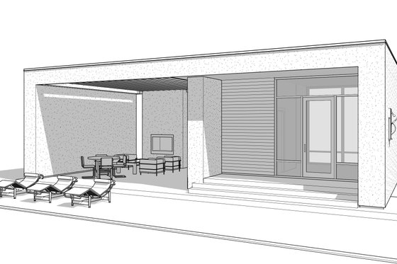 Exterior - Front Elevation 3 for Contemporary House Plan #1114-108, 1 bath