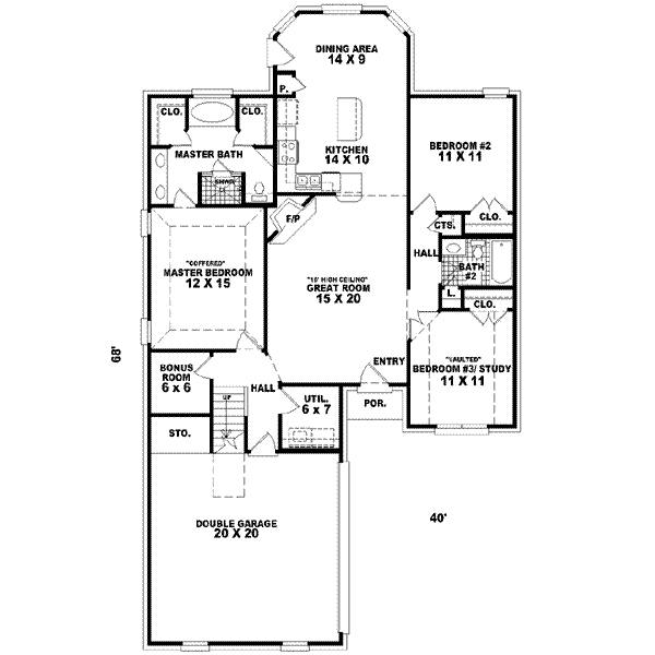 Traditional Style House Plan - 2 Beds 2 Baths 1559 Sq/Ft Plan #81-523 ...