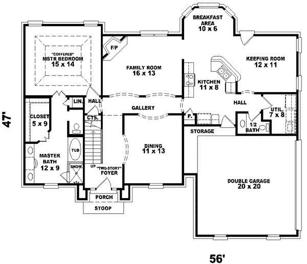 Floor Plan - Main Floor for European House Plan #81-809 - 3 bed, 2.5 bath