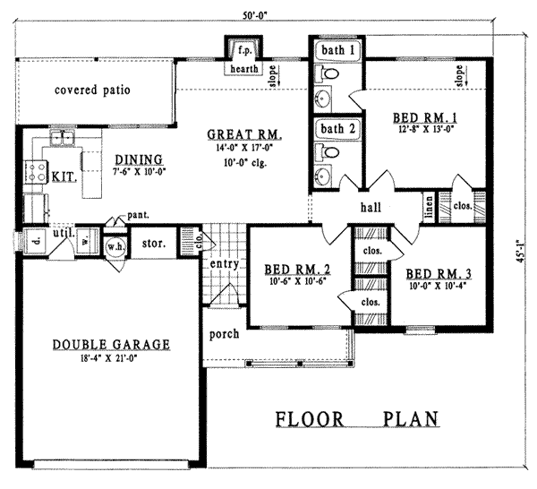 Ranch Floor Plan - Main Floor Plan #42-219