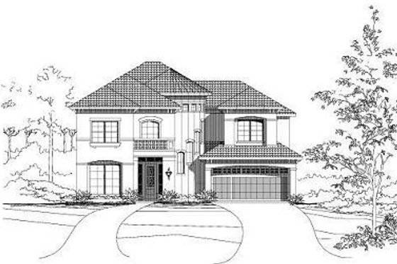 Exterior - Front Elevation for European House Plan #411-576 - 4 bed, 4.5 bath