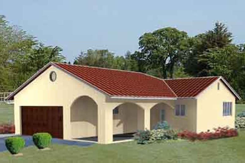 Architectural House Design - Adobe / Southwestern Exterior - Front Elevation Plan #1-153