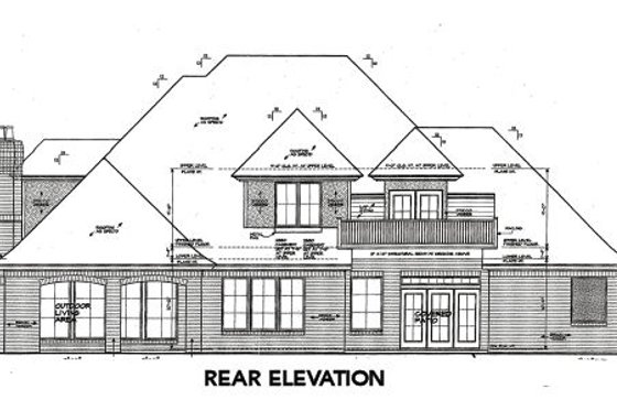 Exterior - Rear Elevation for European House Plan #310-644 - 4 bed, 3.5 bath