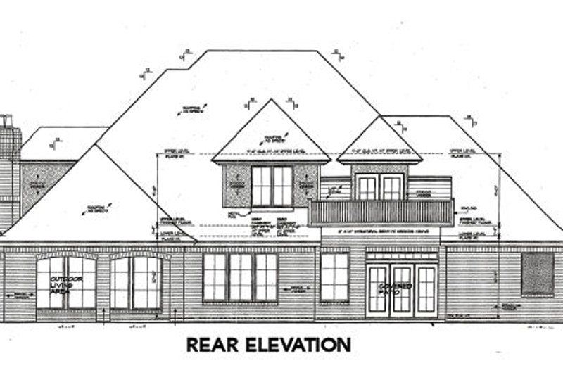 House Blueprint - Exterior - Rear Elevation for European House Plan #310-644 - 4 bed, 3.5 bath