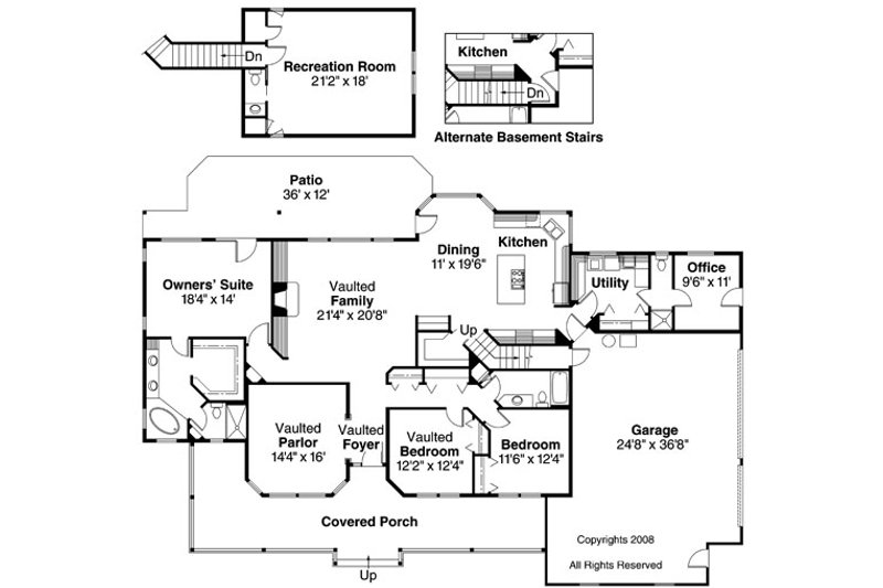 House Design - Floor Plan - Main Floor for Ranch House Plan #124-391 - 3 bed, 3.5 bath