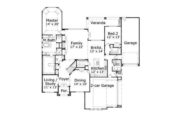 Floor Plan - Main Floor for European House Plan #411-675 - 4 bed, 4.5 bath