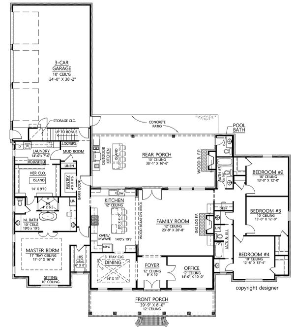 Home Plan - Southern Floor Plan - Main Floor Plan #1074-17