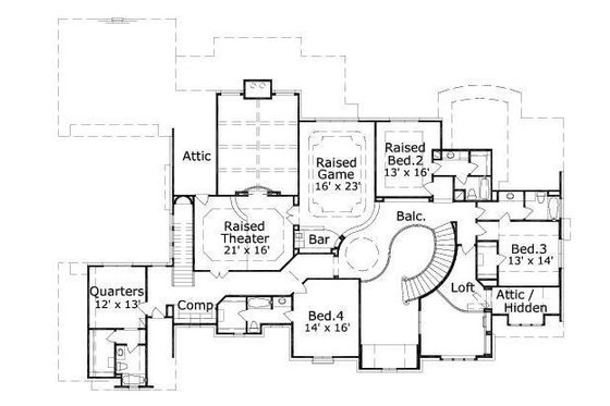 Floor Plan - Upper Floor for Traditional House Plan #411-244 - 5 bed, 5 bath