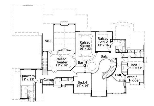 Traditional Floor Plan - Upper Floor Plan #411-244