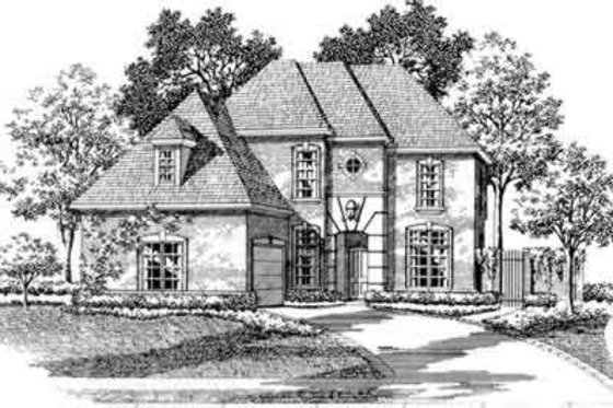 Exterior - Front Elevation for European House Plan #141-104 - 3 bed, 3.5 bath