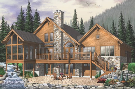 Exterior - Rear Elevation 3 for Craftsman House Plan #23-419 - 5 bed, 3.5 bath