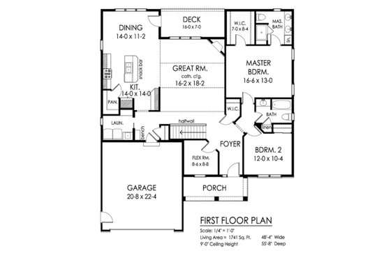 Floor Plan - Main Floor for Ranch House Plan #1010-228 - 2 bed, 2 bath