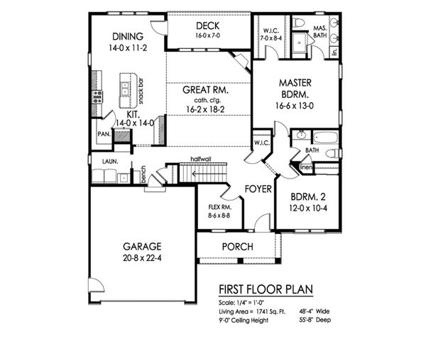 Architectural House Design - Ranch Floor Plan - Main Floor Plan #1010-228