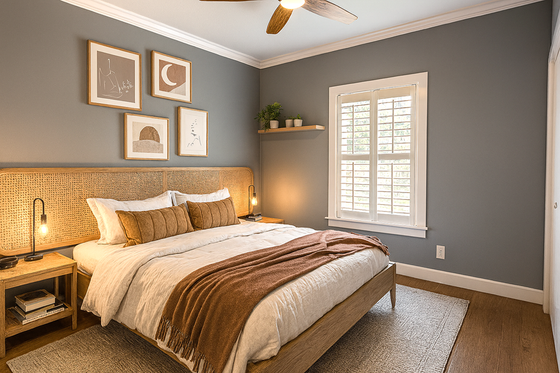 Interior - Bedroom for Farmhouse House Plan #44-263 - 3 bed, 2 bath