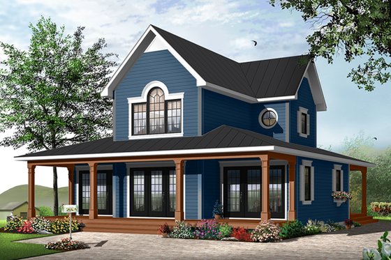 Exterior - Front Elevation 3 for Traditional House Plan #23-826 - 4 bed, 2.5 bath