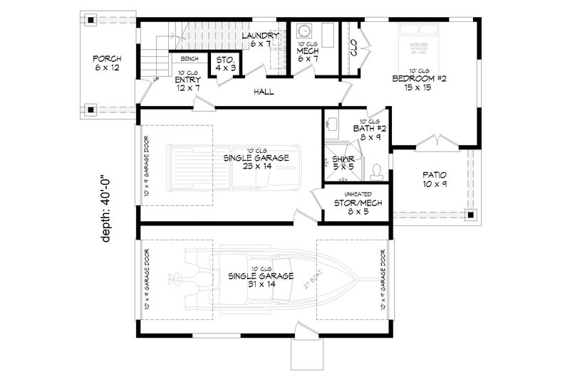 House Design - Floor Plan - Main Floor for Contemporary House Plan #932-1225 - 3 bed, 3.5 bath
