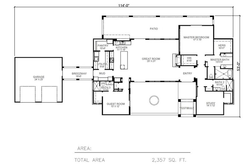Dream House Plan - Floor Plan - Main Floor for Adobe / Southwestern House Plan #140-191 - 3 bed, 3 bath