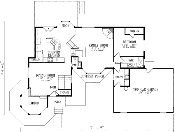 Dream House Plan - Traditional Floor Plan - Main Floor Plan #1-666