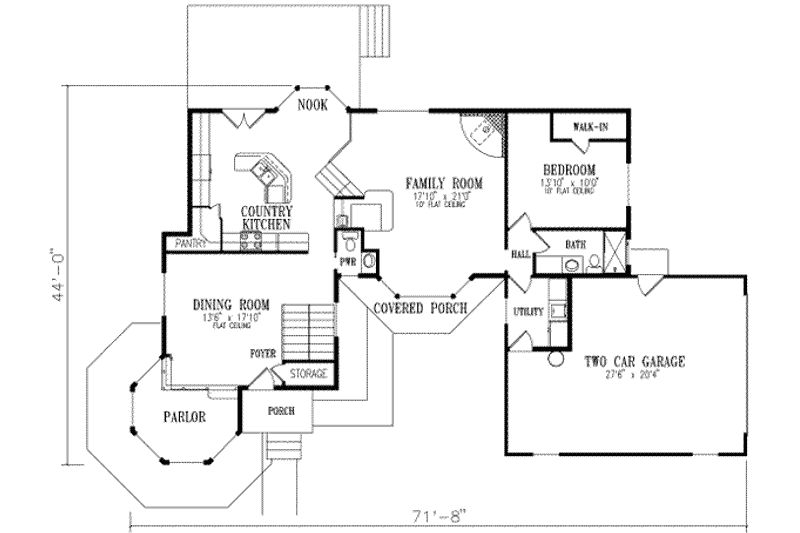 Home Plan - Floor Plan - Main Floor for Traditional House Plan #1-666 - 5 bed, 3.5 bath
