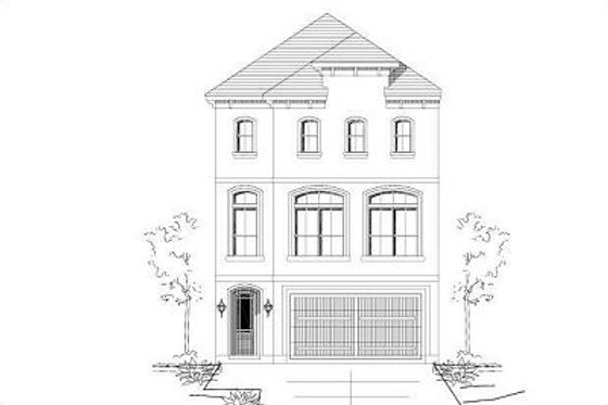 Exterior - Front Elevation for European House Plan #411-680 - 3 bed, 2.5 bath