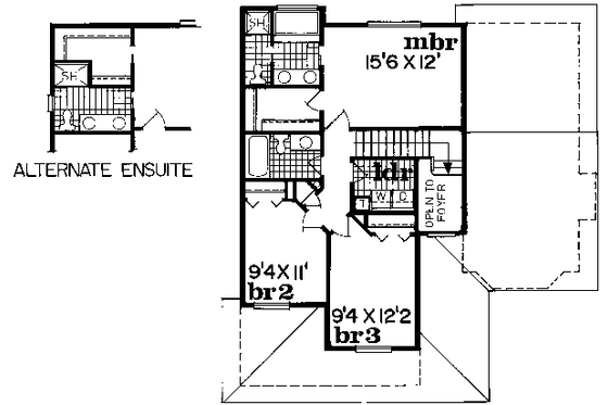 Floor Plan - Upper Floor for Traditional House Plan #47-610 - 3 bed, 2.5 bath