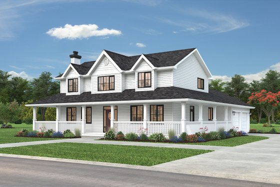 Exterior - Front Elevation 3 for Farmhouse House Plan #18-4460 - 5 bed, 2.5 bath