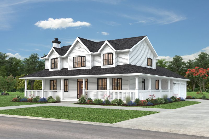 Dream House Plan - Exterior - Front Elevation 3 for Farmhouse House Plan #18-4460 - 5 bed, 2.5 bath
