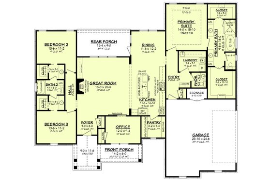 Floor Plan - Main Floor for Farmhouse House Plan #430-234 - 3 bed, 2.5 bath