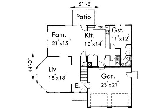 Floor Plan - Main Floor for Traditional House Plan #303-339 - 4 bed, 3 bath