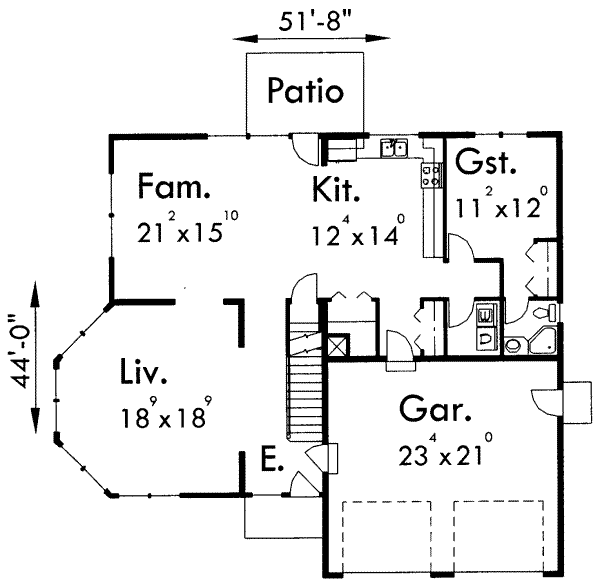 Floor Plan - Main Floor for Traditional House Plan #303-339 - 4 bed, 3 bath