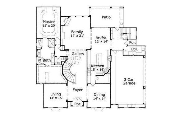 Floor Plan - Main Floor for European House Plan #411-618 - 4 bed, 3.5 bath