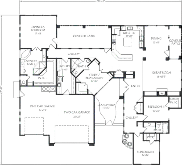 Adobe / Southwestern Floor Plan - Main Floor Plan #24-263