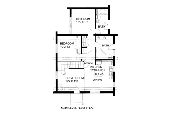 Floor Plan - Main Floor for Log House Plan #117-602 - 2 bed, 2 bath