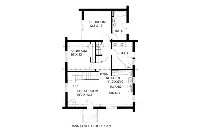 Dream House Plan - Floor Plan - Main Floor for Log House Plan #117-602 - 2 bed, 2 bath