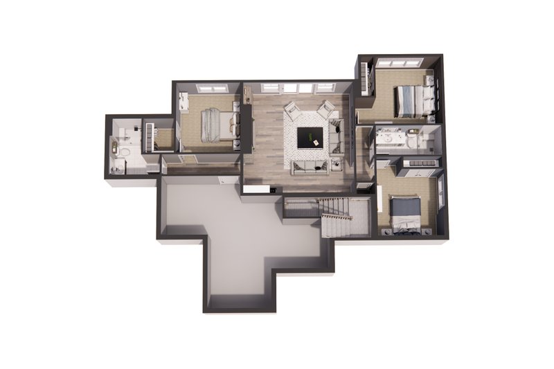 House Design - Floor Plan - Lower Floor 1 for Farmhouse House Plan #51-1449 - 4 bed, 4 bath