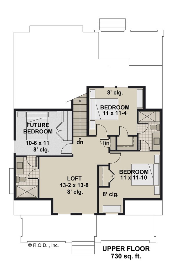 House Blueprint - Farmhouse Floor Plan - Upper Floor Plan #51-1452