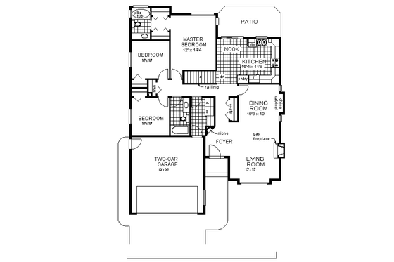 Floor Plan - Main Floor for Ranch House Plan #18-194 - 3 bed, 2 bath
